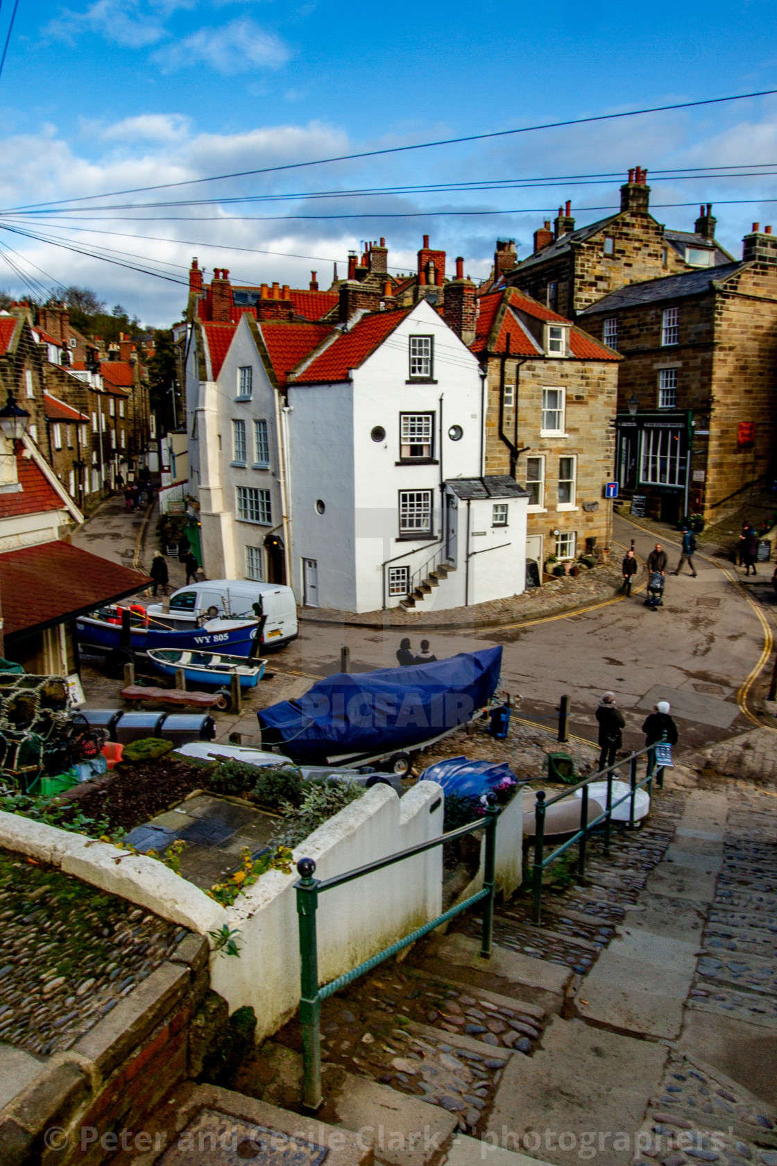 "Robin Hoods Bay, View of the Dock Area showing junction of New Road and King Street." stock image