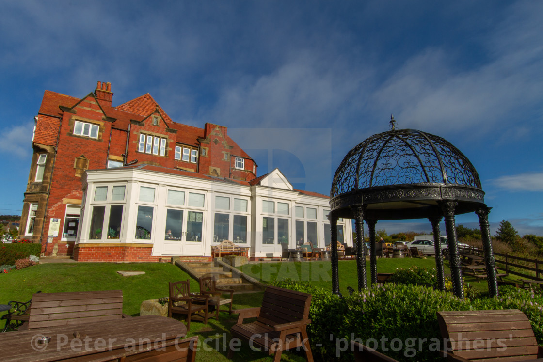 "Victoria Hotel, Robin Hoods Bay, Yorkshire, England." stock image