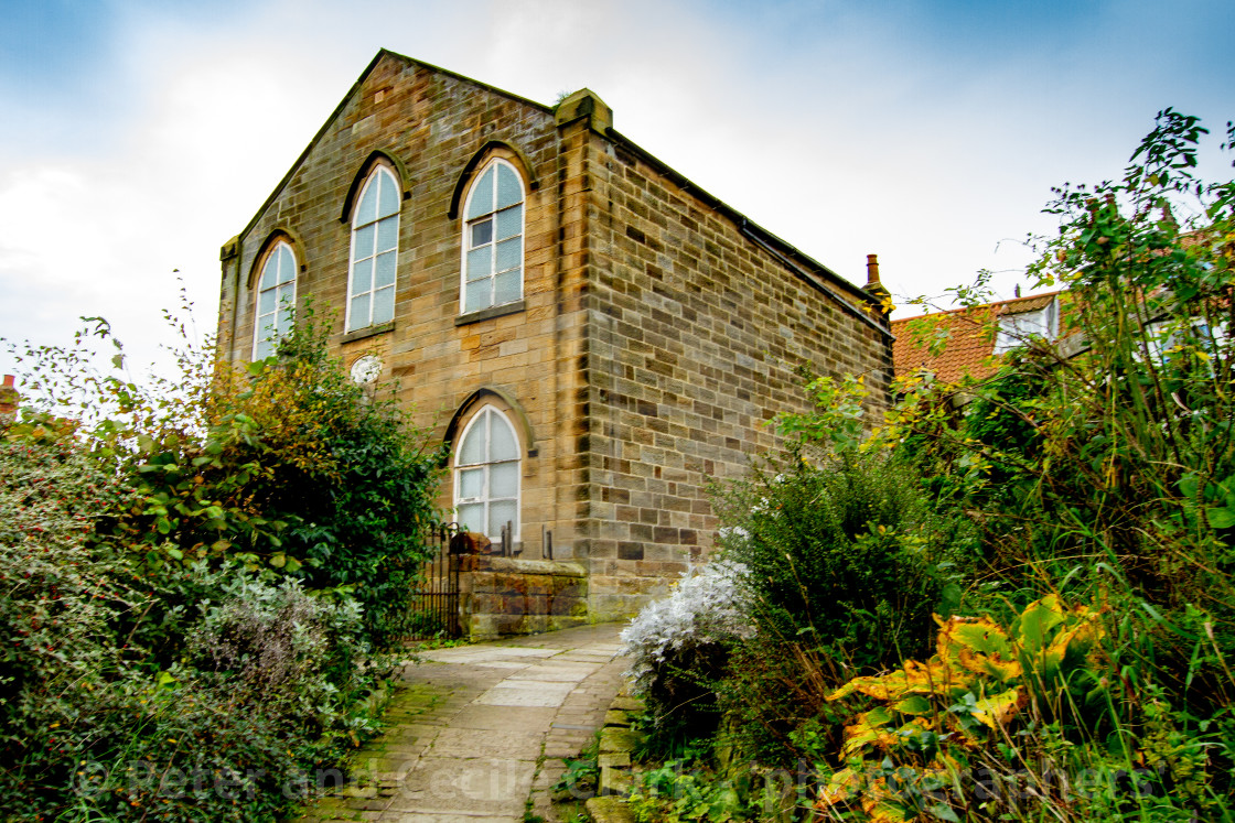 "Congregational Church, United Reformed Church, Fisherhead, Robin Hoods Bay, Yorkshire." stock image