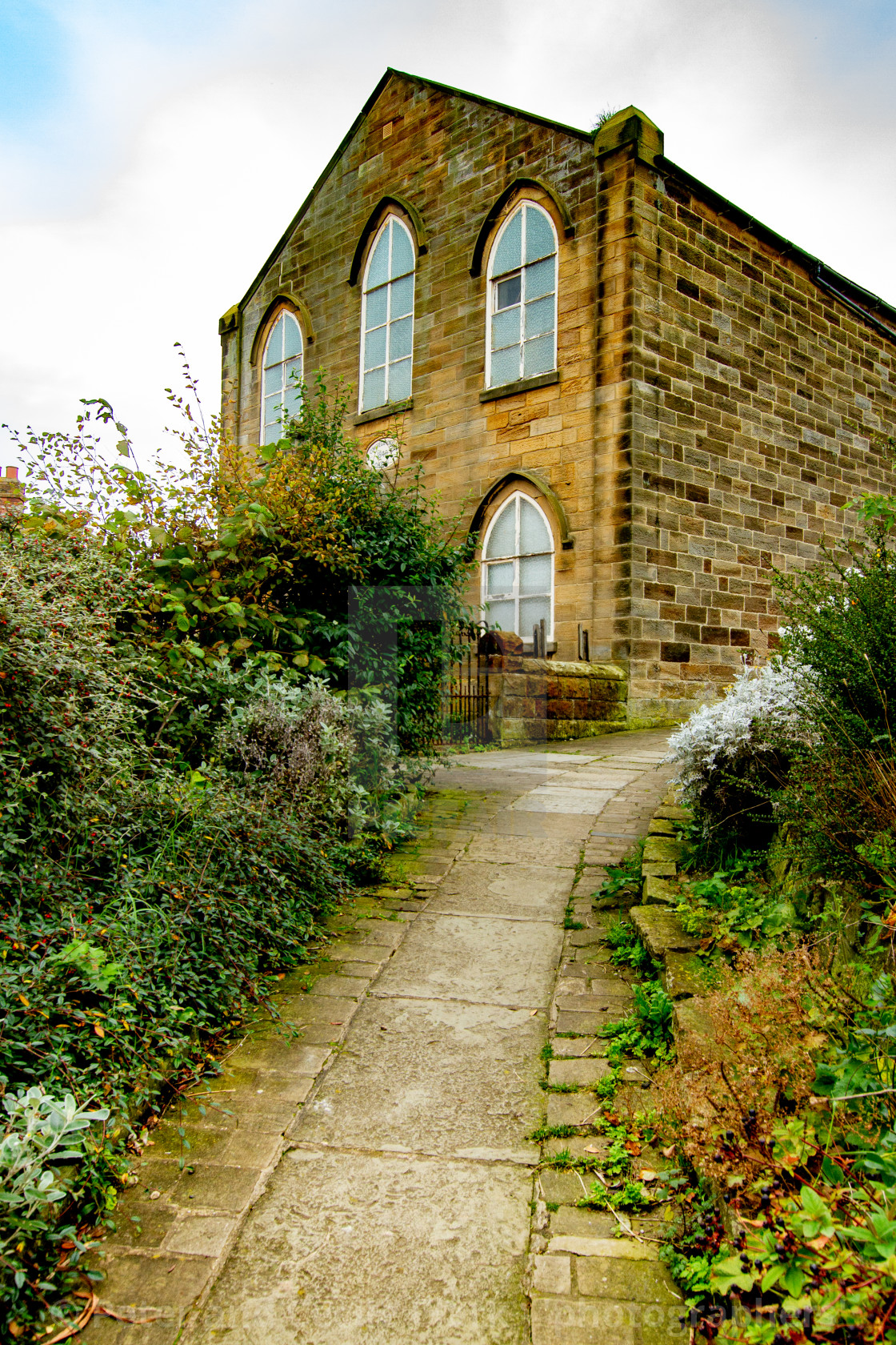 "Congregational Church, United Reformed Church, Fisherhead, Robin Hoods Bay, Yorkshire." by Peter and Cecile Clark - 'photographers' - $18.31 "Congregational Church, United Reformed Church, Fisherhead, Robin Hoods Bay, Yorkshire." stock image