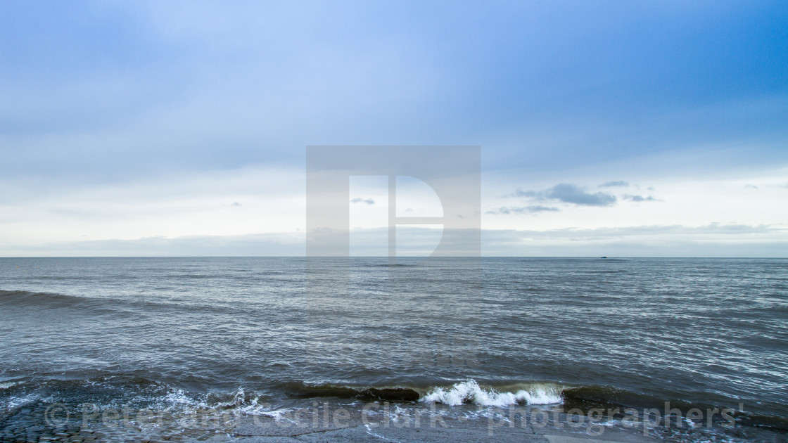 "Robin Hoods Bay, Shimmering Sea View from The Slipway Landing" stock image