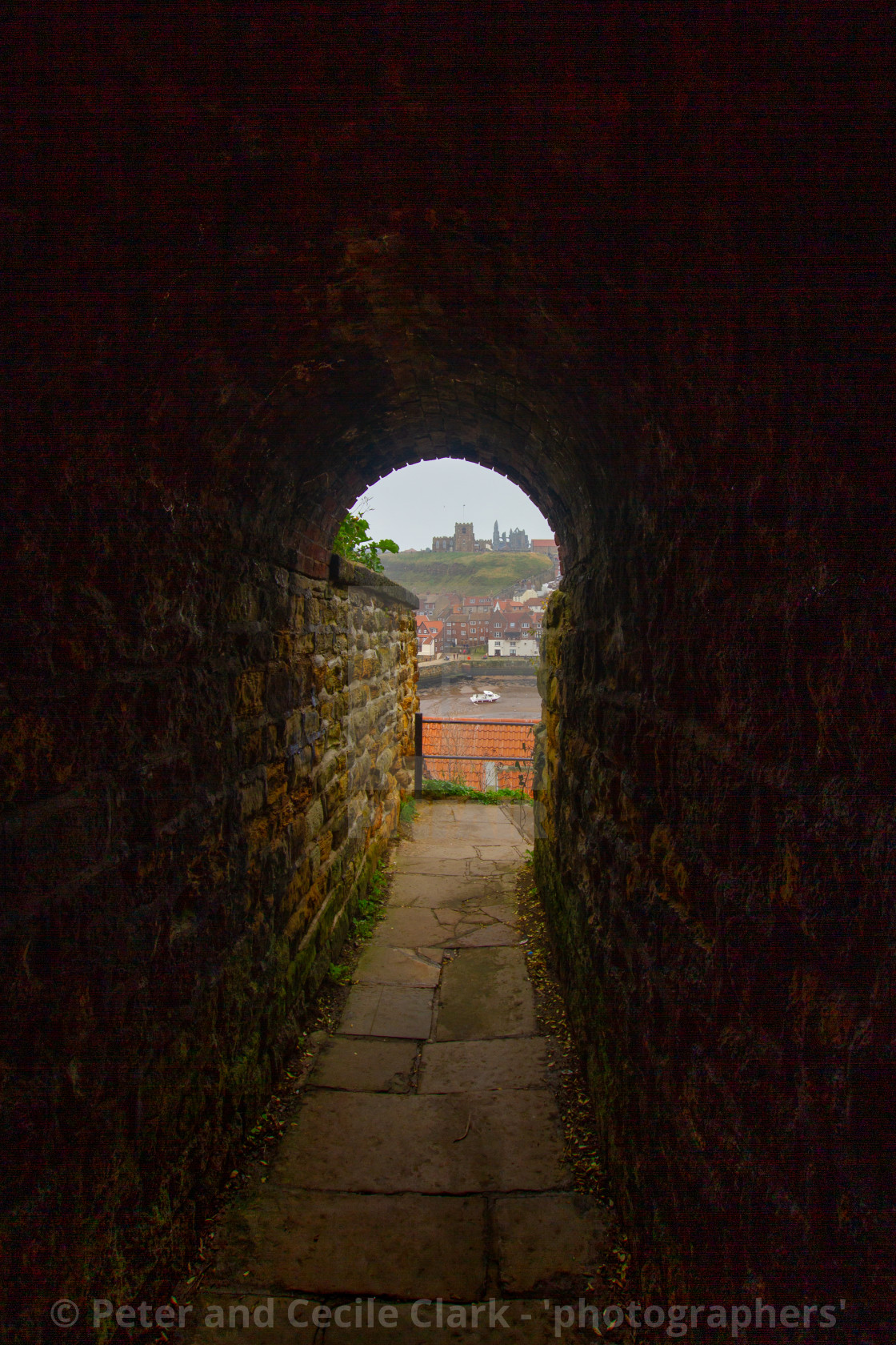 "The Screaming Tunnel, Khyber Pass, Whitby, Yorkshire, England" stock image