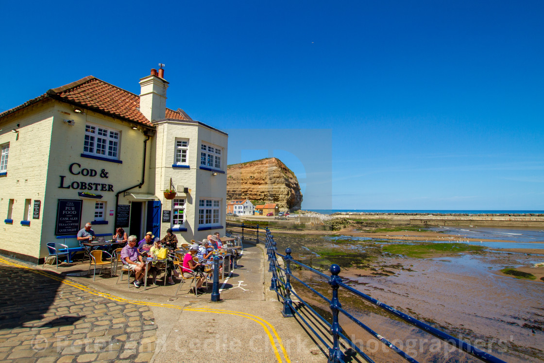 "Cod and Lobster Public House, Staithes, Yorkshire, England." stock image