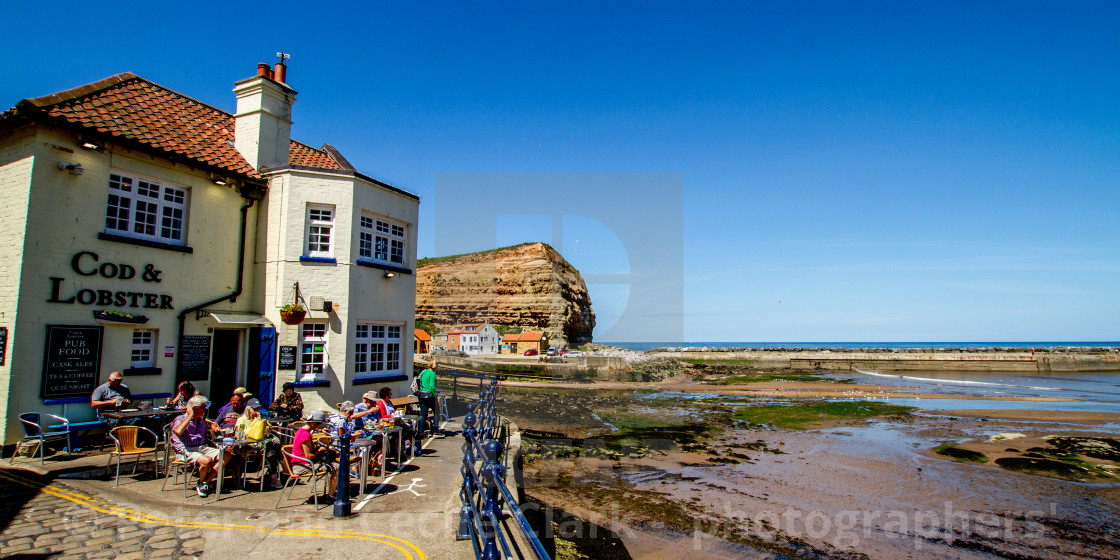 "Cod and Lobster Public House, Staithes, Yorkshire, England." stock image