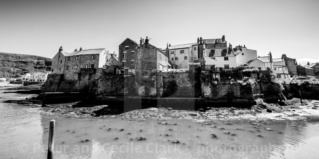 "Staithes Cottages on the Harbourside. Yorkshire Coast, England." stock image