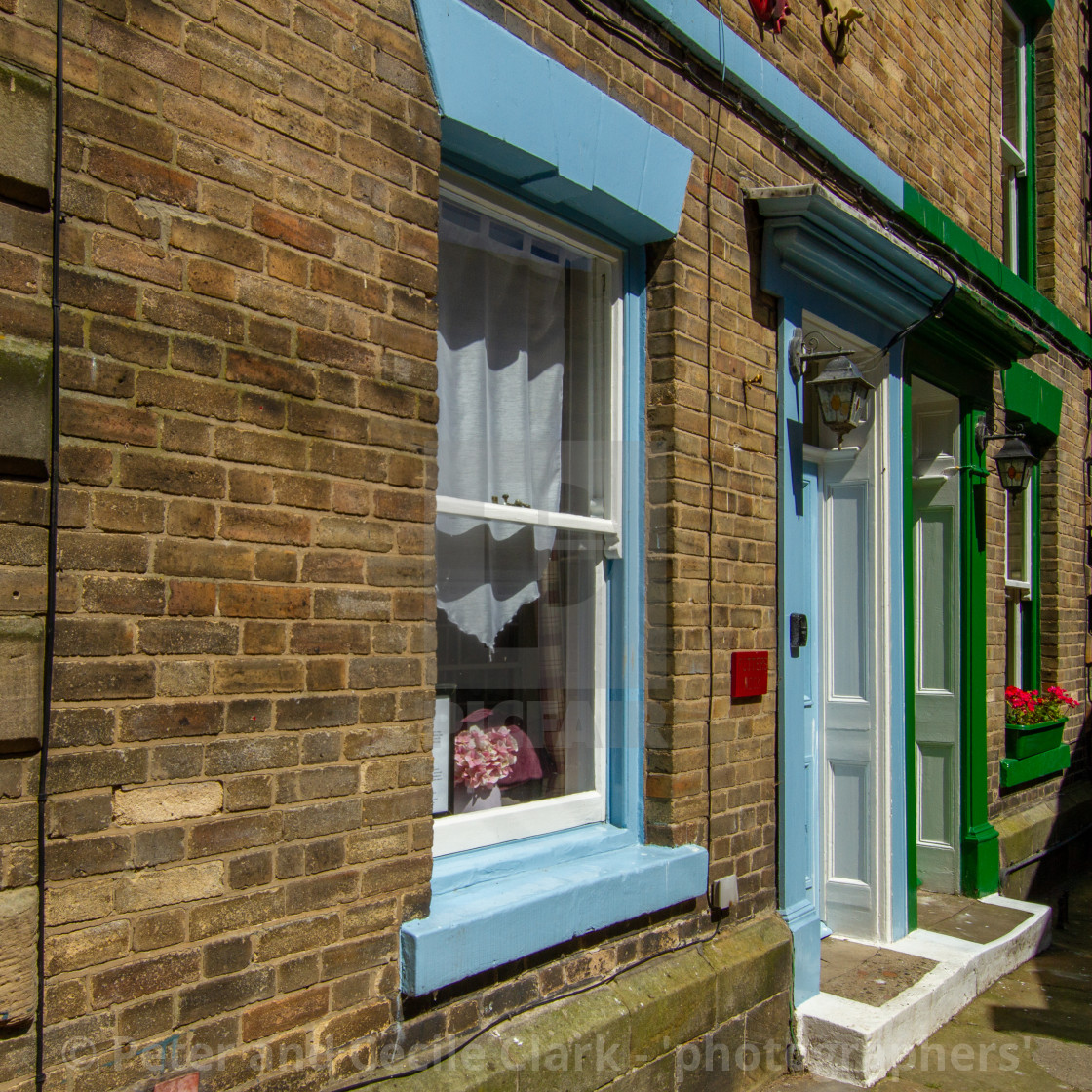 "Staithes, High Street Cottages" stock image