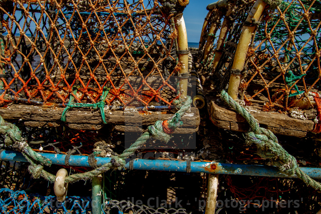 "Lobster Trap, Staithes, Yorkshire, England." stock image