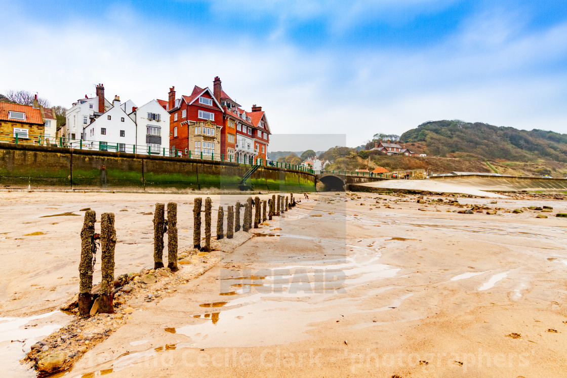 "Sandsend and the beach, Yorkshire, England." stock image