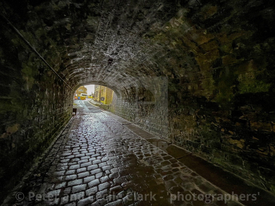 "Aqueduct no.46 under the Leeds Liverpool Canal at Silsden (Cobbydale) Yorkshire, England." stock image