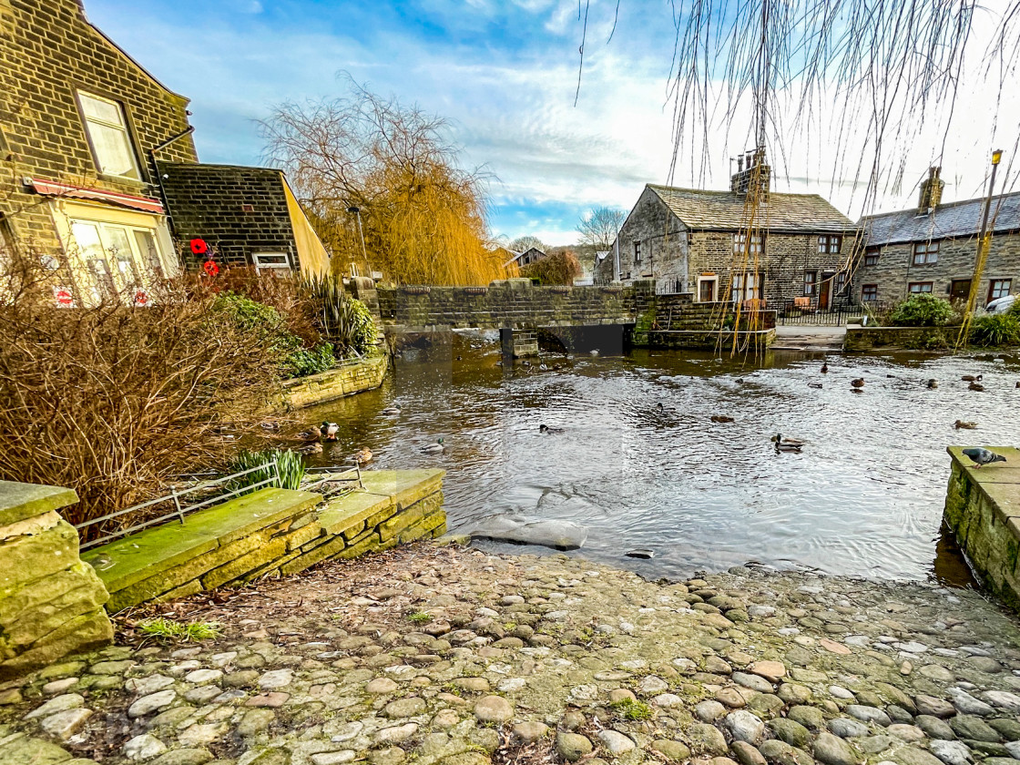 "Ford over The Beck, Silsden (Cobbydale) Yorkshire, England." stock image