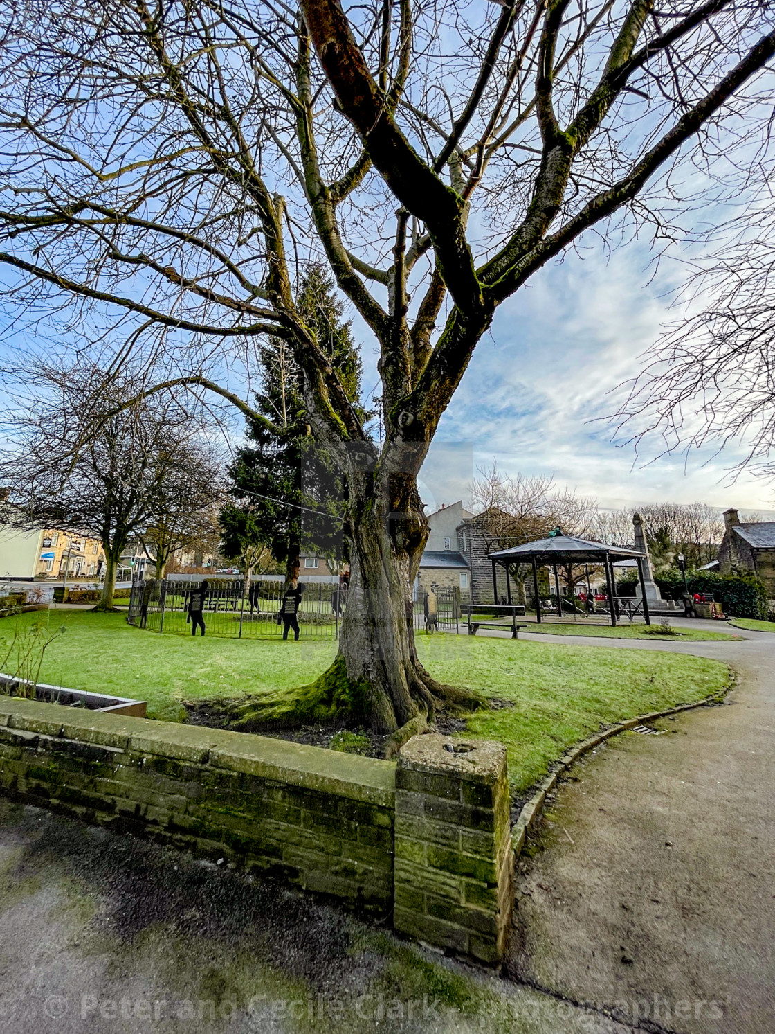 "Bandstand and War Memorial Garden, Silsden (Cobbydale) Yorkshire, England," stock image