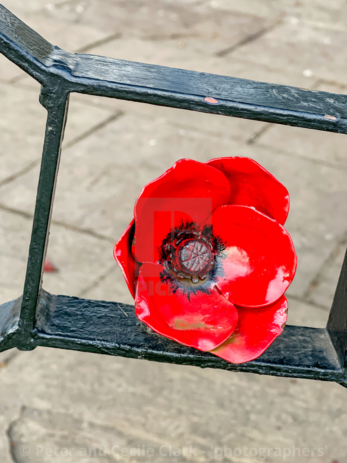 "Bandstand, Ornate Poppy Decoration, Silsden (Cobbydale) Yorkshire, England." stock image