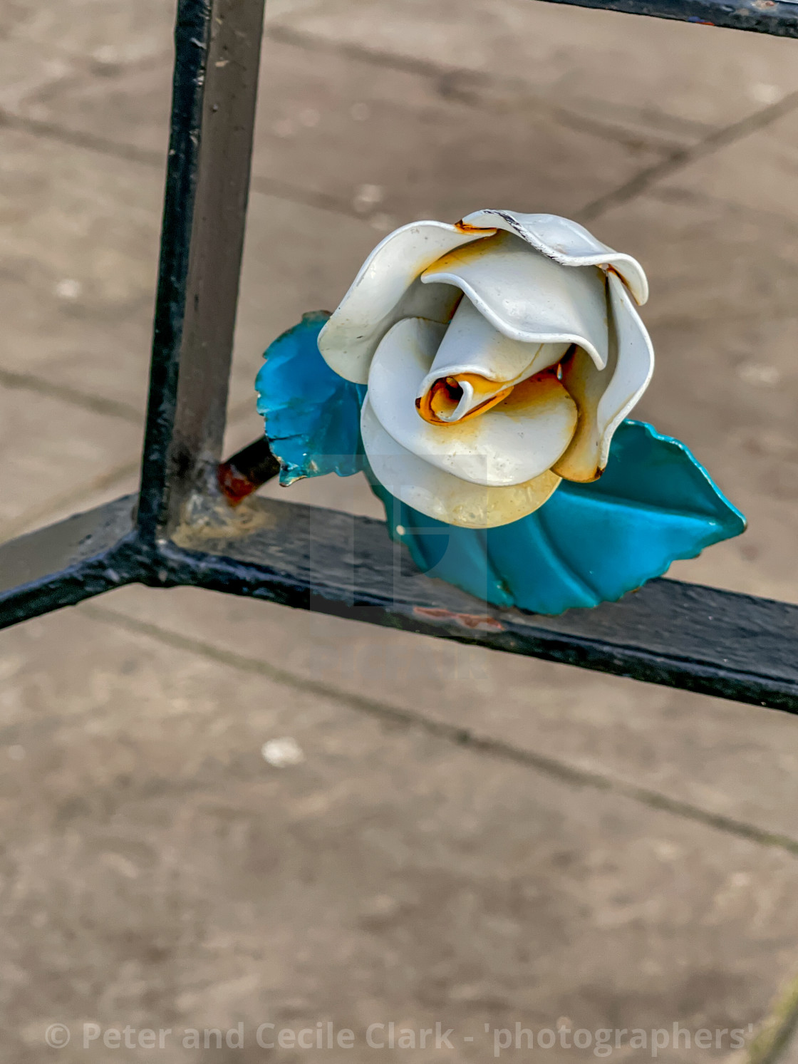 "Bandstand, Ornate Yorkshire Rose Decoration, Silsden (Cobbydale) Yorkshire, England." stock image