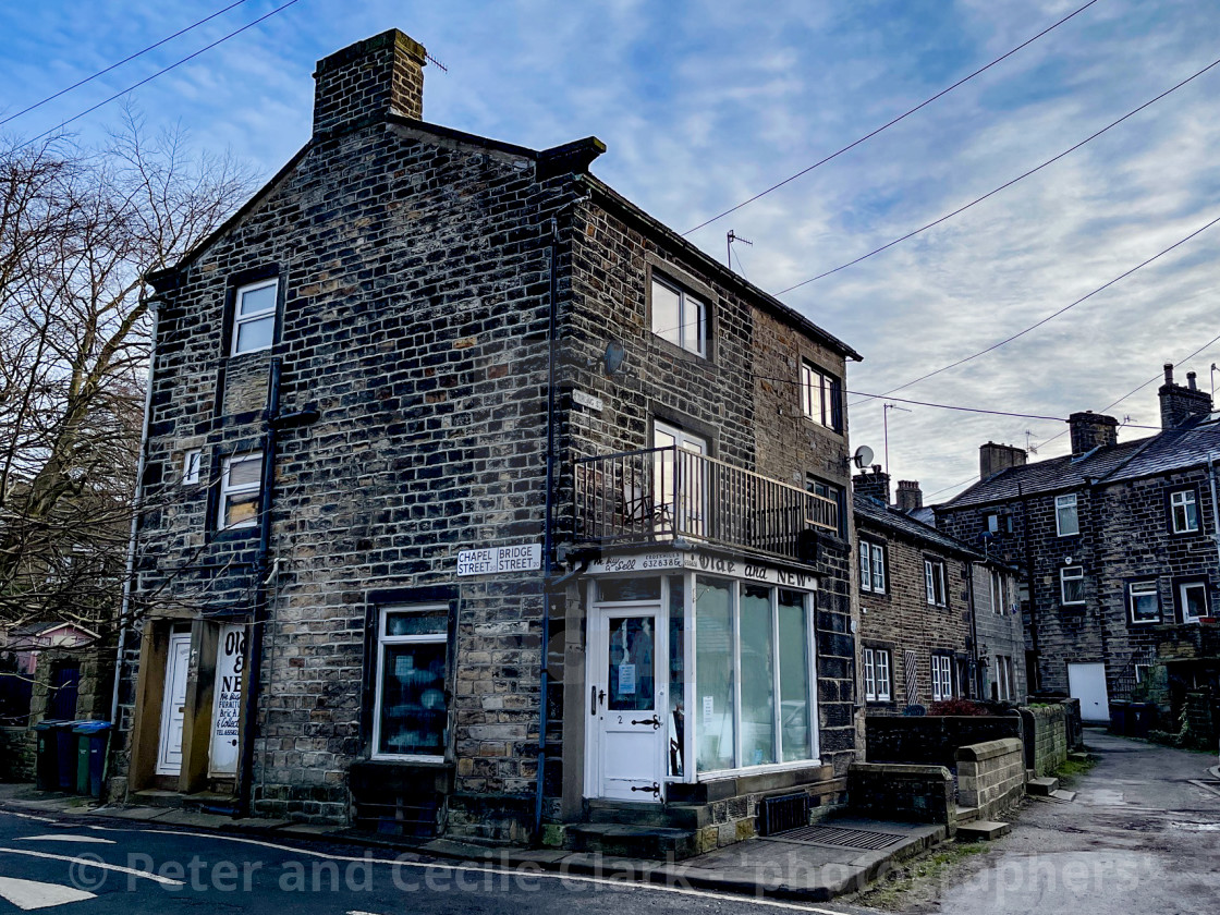 "Silsden, Old and New Shop (Cobbydale) Yorkshire, England." stock image