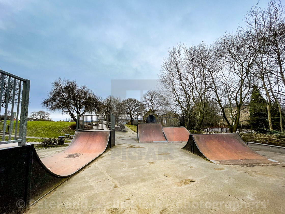 "Skatepark, Silsden, Cobbydale, Yorkshire, England." stock image