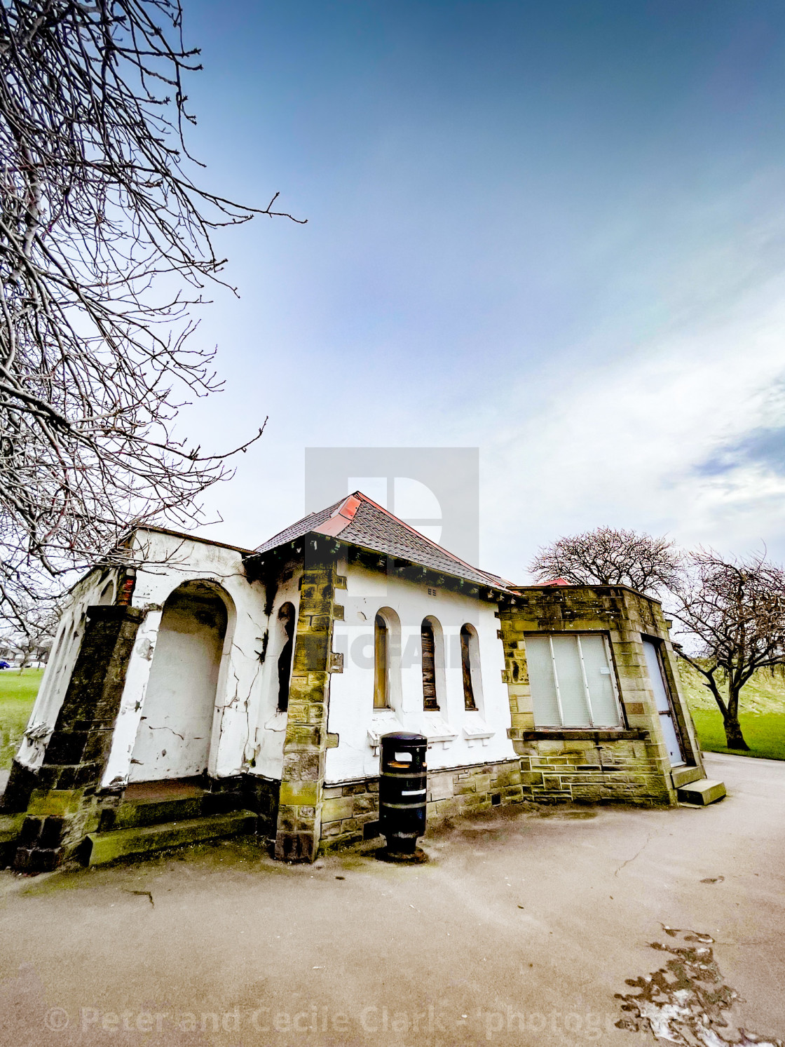 "Pavilion, Silsden Park, Cobbydale, Yorkshire, England." stock image