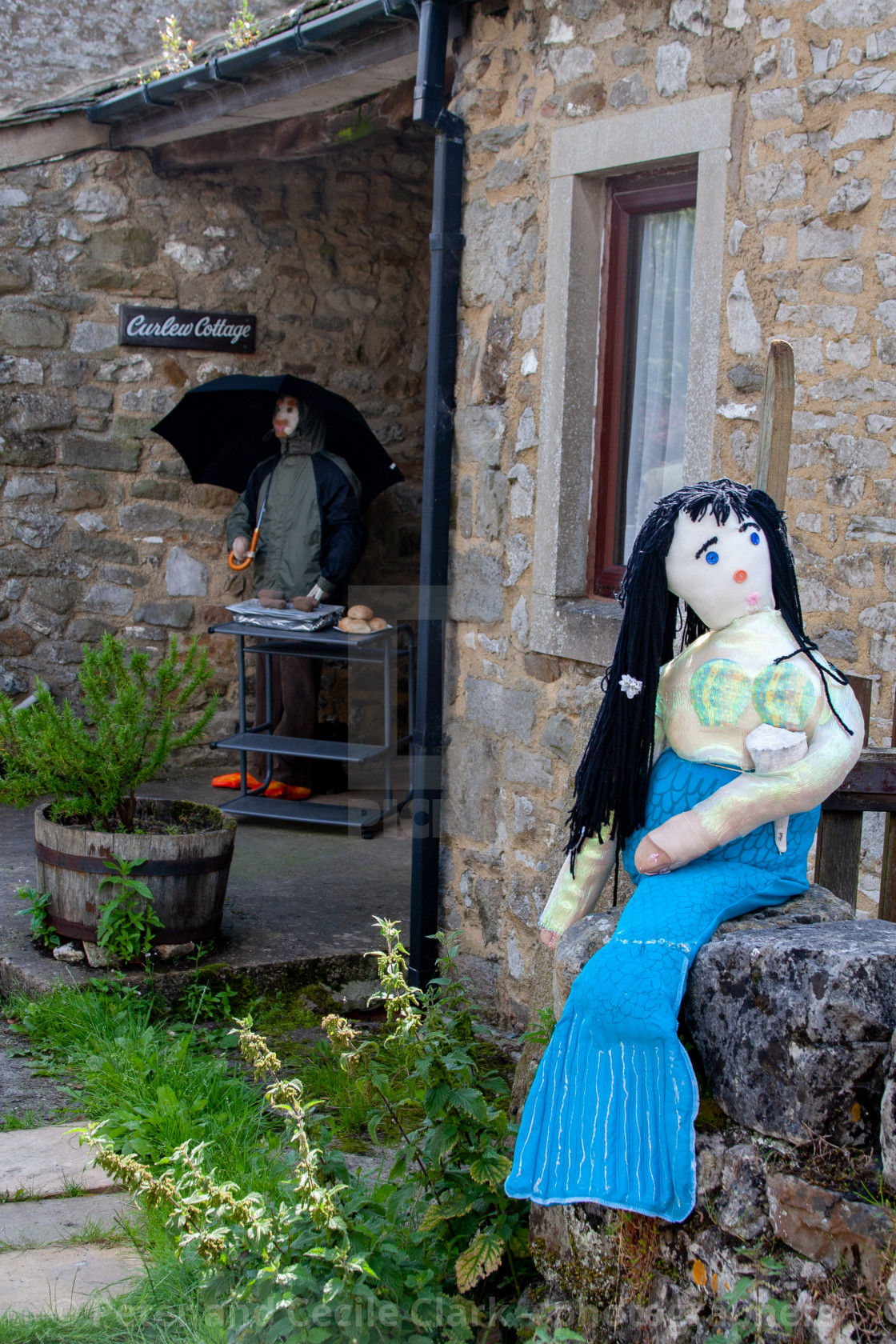 "Kettlewell Scarecrow Festival and Trail, Barbeque. Yorkshire Dales, England." stock image