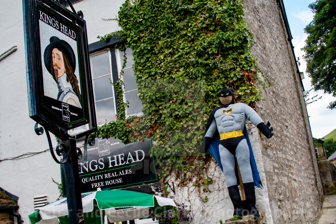 "Kettlewell Scarecrow Festival and Trail, Batman. Yorkshire Dales, England." stock image