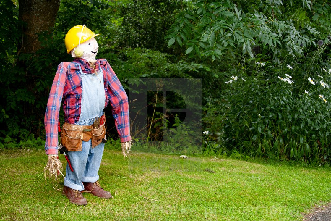 "Kettlewell Scarecrow Festival and Trail, Bob the Builder. Yorkshire Dales, England." stock image