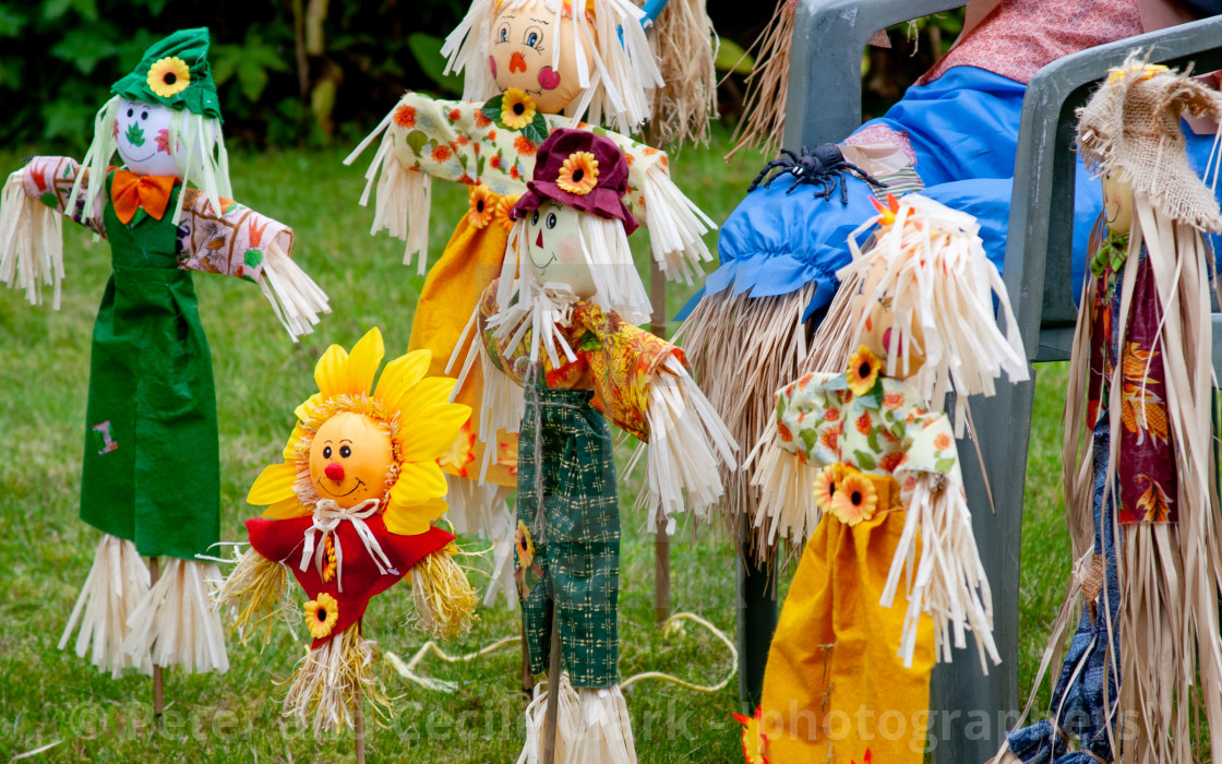 "Kettlewell Scarecrow Festival and Trail, School Time. Yorkshire Dales, England." stock image