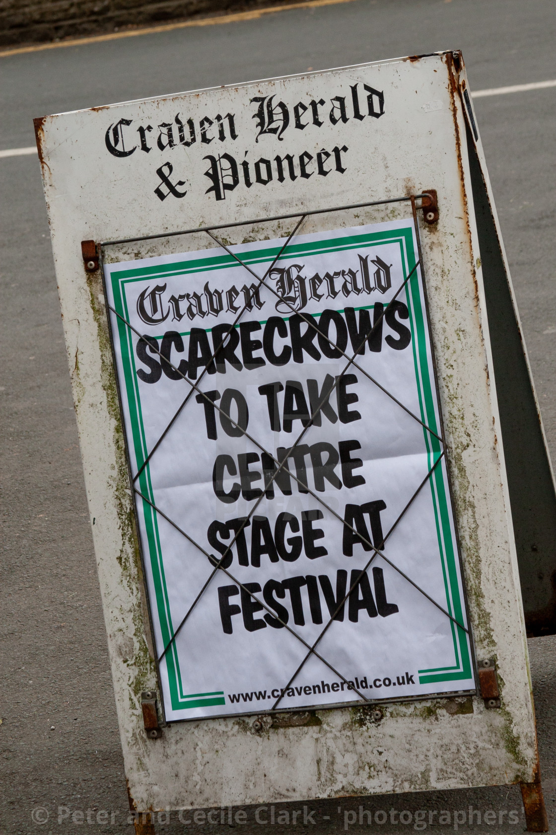 "Kettlewell Scarecrow Festival and Trail, Newsboard, Yorkshire Dales, England." stock image