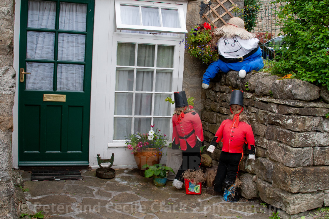 "Kettlewell Scarecrow Festival and Trail, Humpty Dumpty. Yorkshire Dales, England." stock image