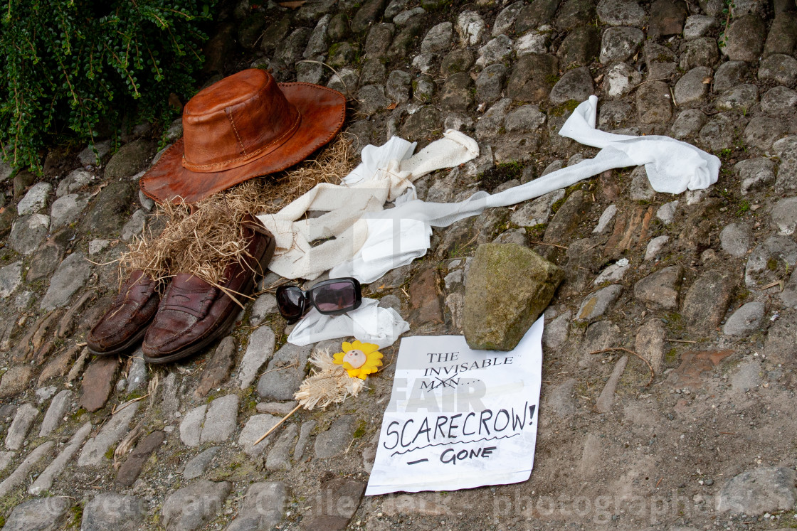 "Kettlewell Scarecrow Festival and Trail, The Invisable Scarecrow. Yorkshire Dales, England." stock image