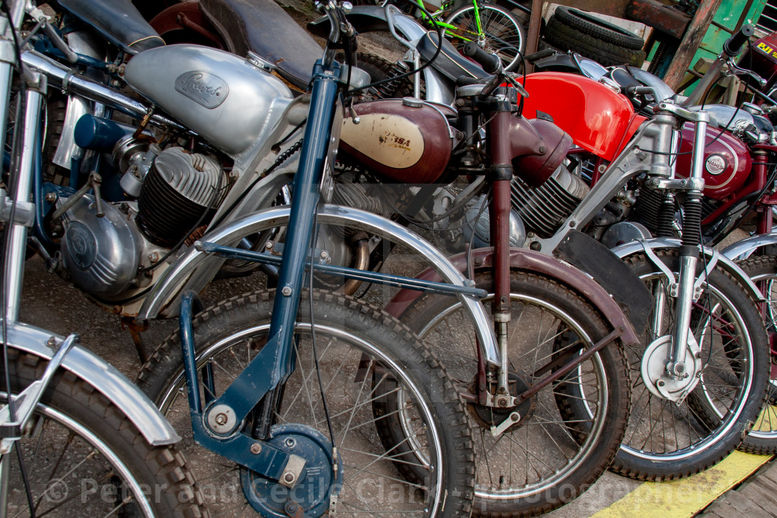 "Trial Bikes, Assorted, Yorkshire Dales." stock image