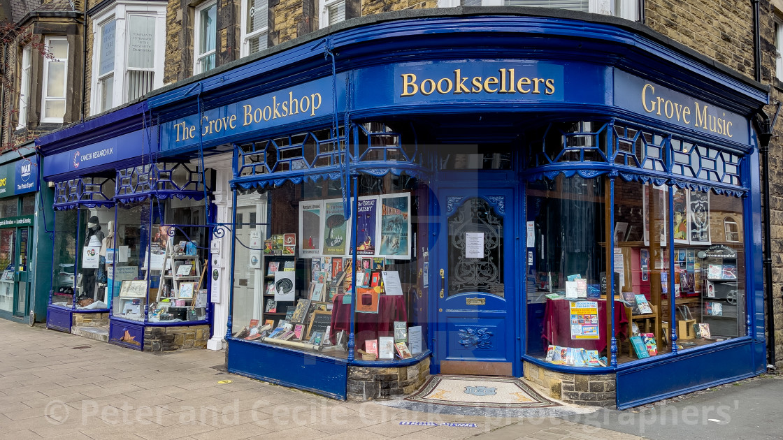 "The Grove Bookshop, Ilkley, Yorkshire, England." stock image