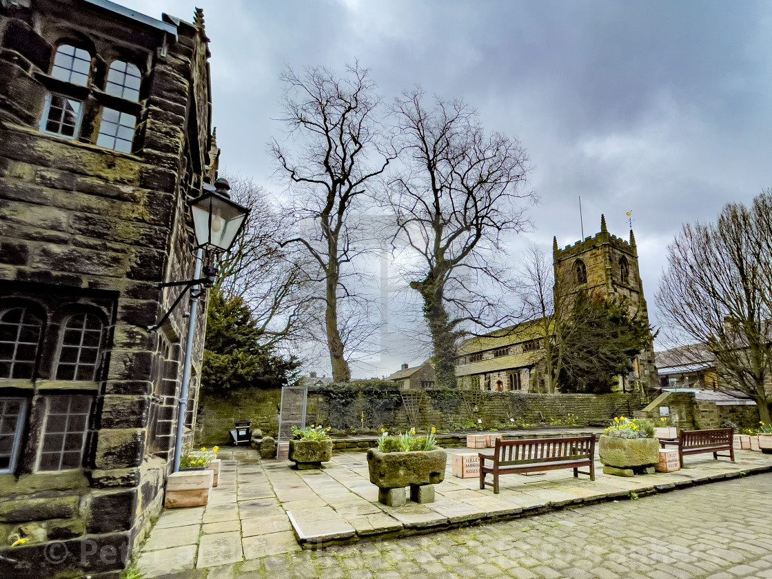 "Ilkley Manor House and All Saints Parish Church, Ilkley, Yorkshire, England." stock image