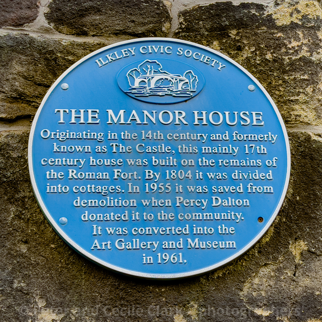 "Blue Plaque, Ilkley Manor House, Ilkley, Yorkshire, England." stock image