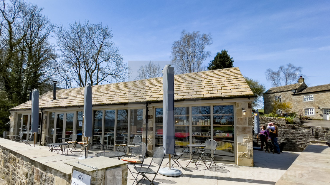 "Riverbank, Coffee Shop, Burnsall, Yorkshire Dales." stock image