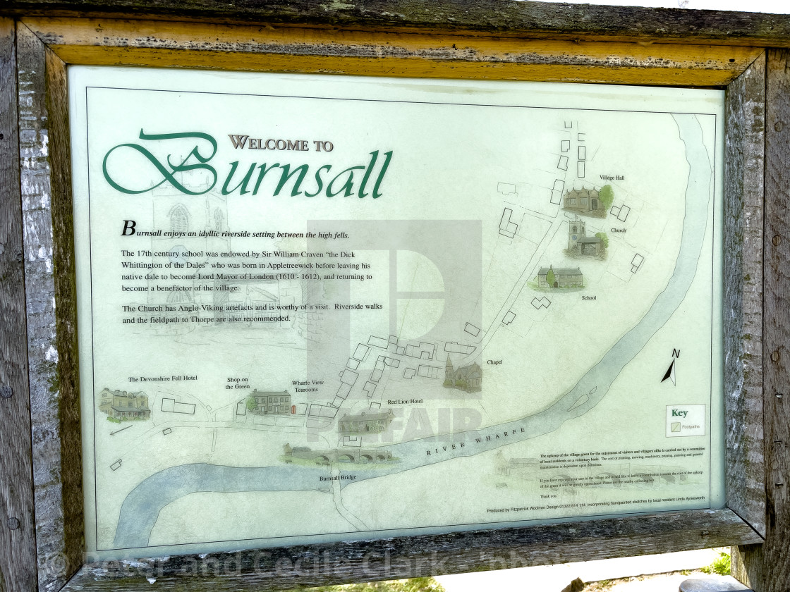 "Information Board,Map. Burnsall, Yorkshire Dales" stock image