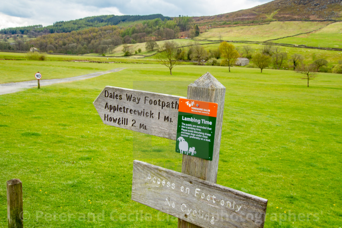 "Dales Way Footpath Sign, Burnsall, Yorkshire Dales." stock image