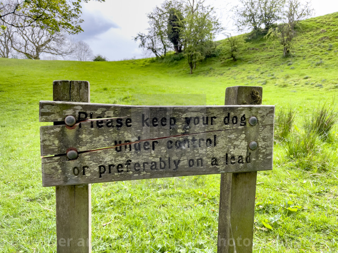 "Dog Control Sign in Yorkshire Dales," stock image