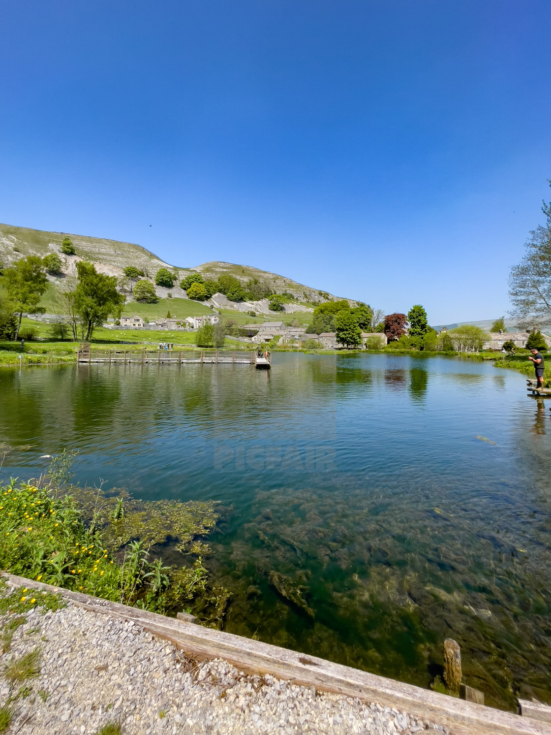 "Kilnsey Park Fishing Lake, Yorkshire Dales." stock image