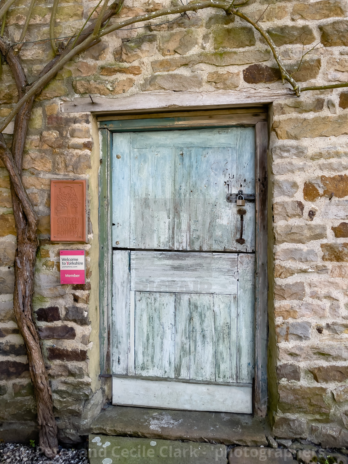 "Stable Door, Garden House Pottery, Reeth." stock image