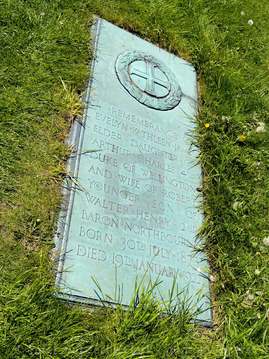 "Evelyn Kathleen James, Remembrance Plaque, Marker, Easby Abbey," stock image