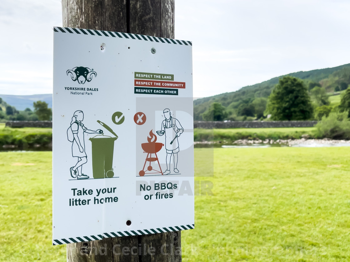 "No BBQs or Fires Warning Sign, Yorkshire Dales." stock image