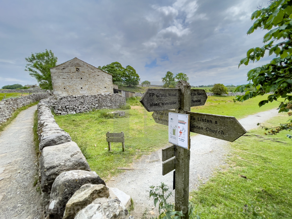 "Footpath Signpost, Grassington to Linton in Craven." stock image