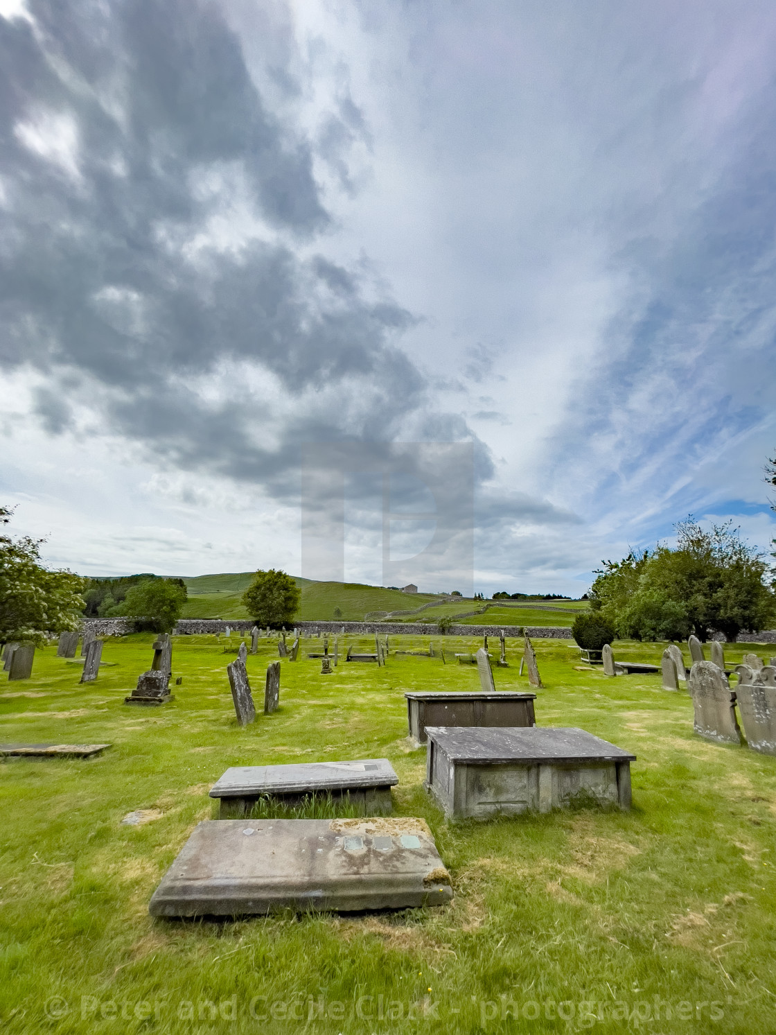 "Parish Church Graveyard, St Michael and All Angels, Linton in Craven." stock image