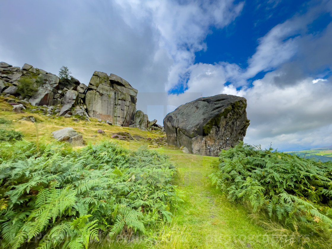 "Cow and Calf Rocks, Ilkley, Yorkshire." stock image