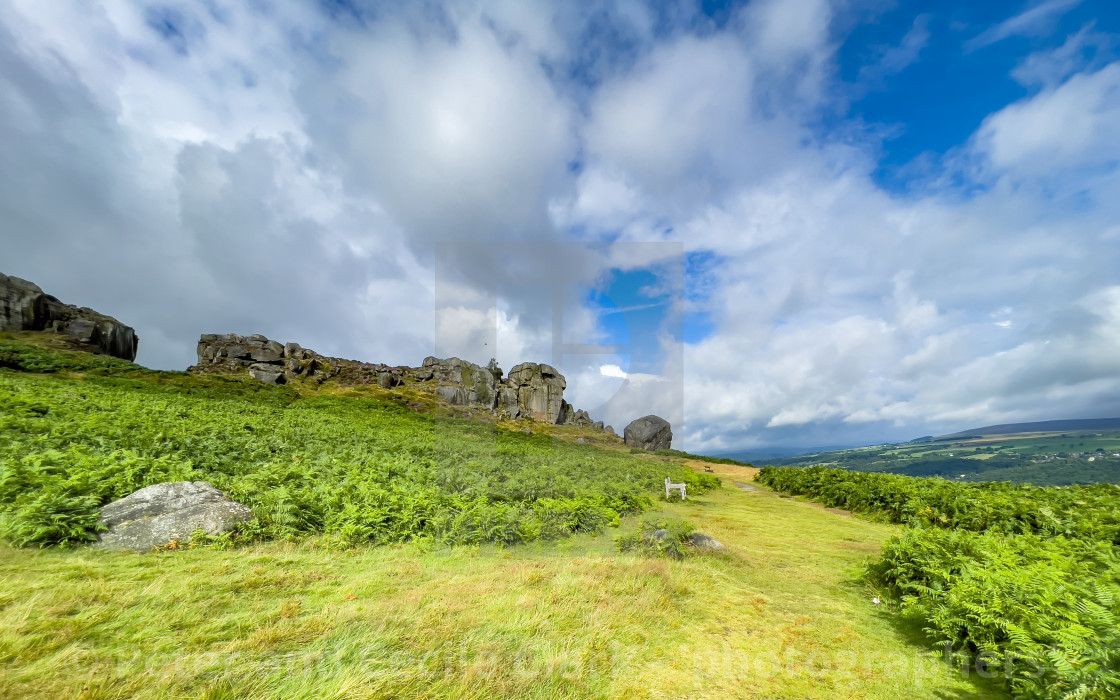 "Cow and Calf Rocks, Ilkley." stock image