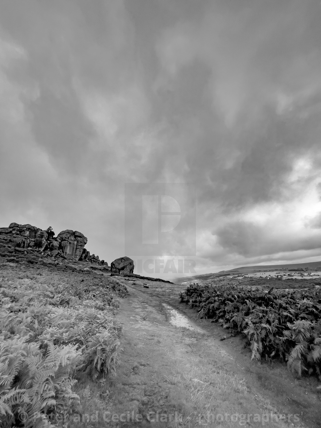 "Cow and Calf Rocks, Ilkley." stock image