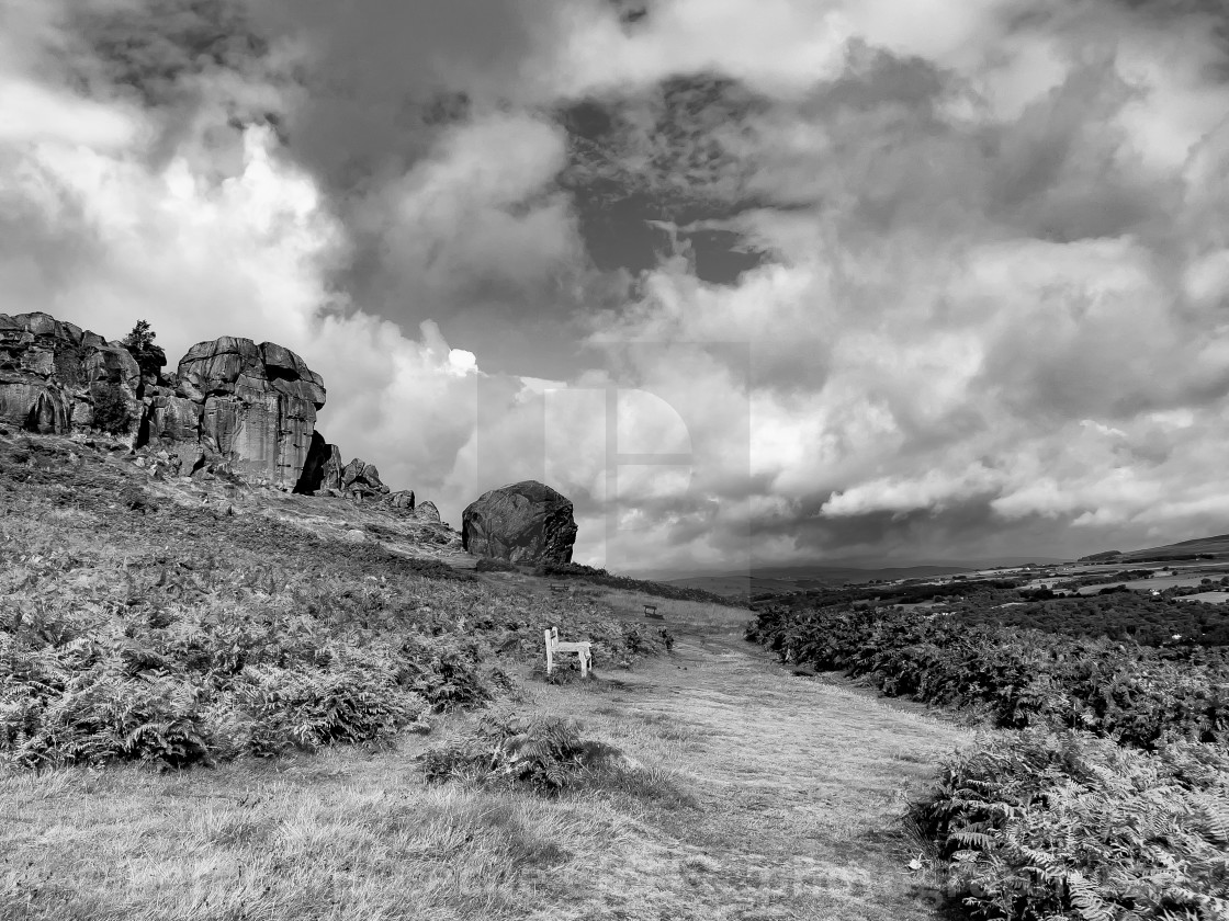 "Cow and Calf Rocks, Ilkley." stock image