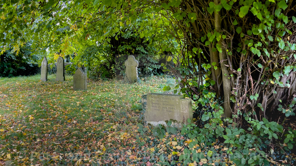 "Headstones, St Peter’s Church, Hebden, Yorkshire Dales." stock image