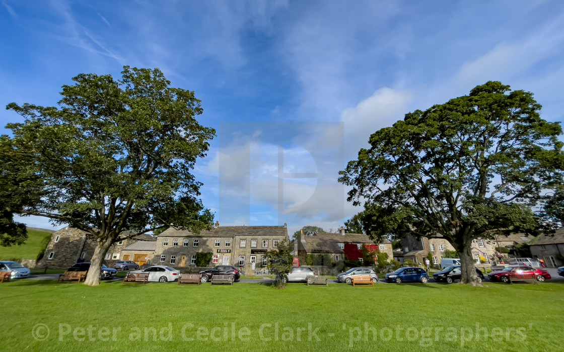 "Burnsall Village Green." stock image