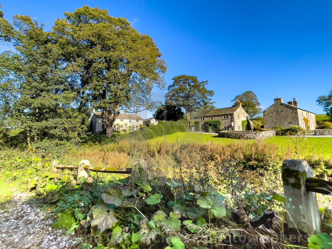 "Idyllic Yorkshire Cottage and Stream" stock image