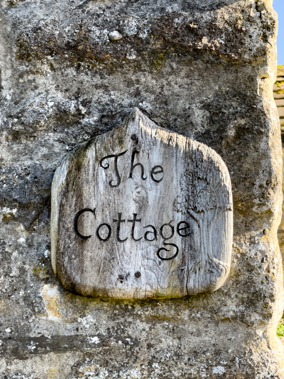 "Yorkshire Dales Cottage Sign. Linton in Craven." stock image