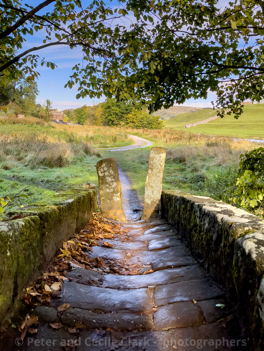 "Packhorse Bridge, Little Emily's Bridge, Linton in Craven." stock image